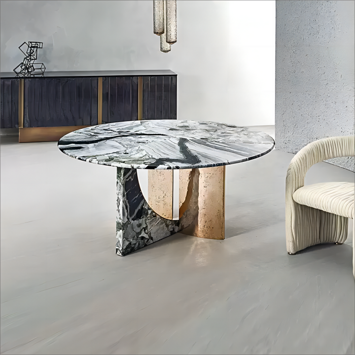 High-end Italian Blue Emerald Luxury Stone Dining Table