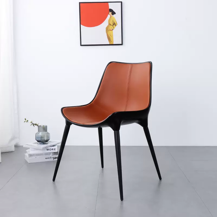 Simple Leather Casual Dining Room Chairs Household Single Chair