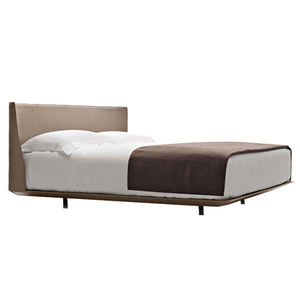 Italian B&B Saddle Leather Bed Italian Minimalist High Back Master King Bed