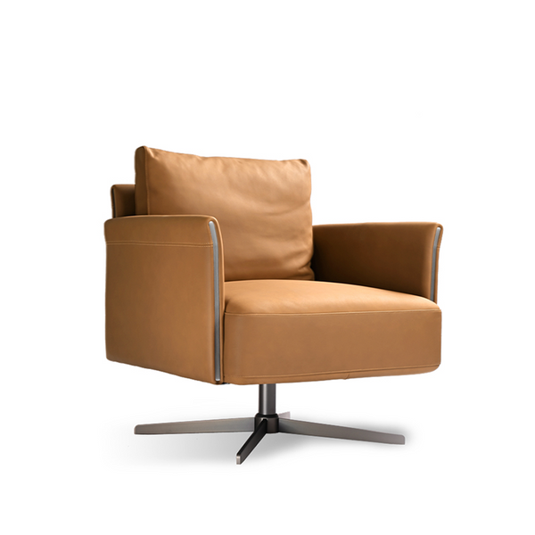 Leather swivel armchair