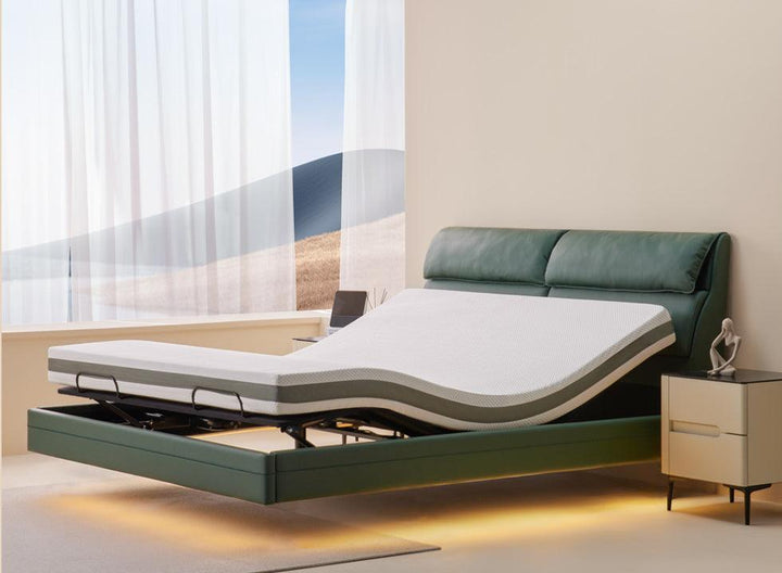 Green Feel smart leather electric suspended bed in bedroom