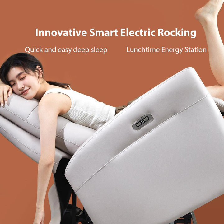 Girls lie down on Intelligent Electric Slow Rocking Sofa Single Small Sofa