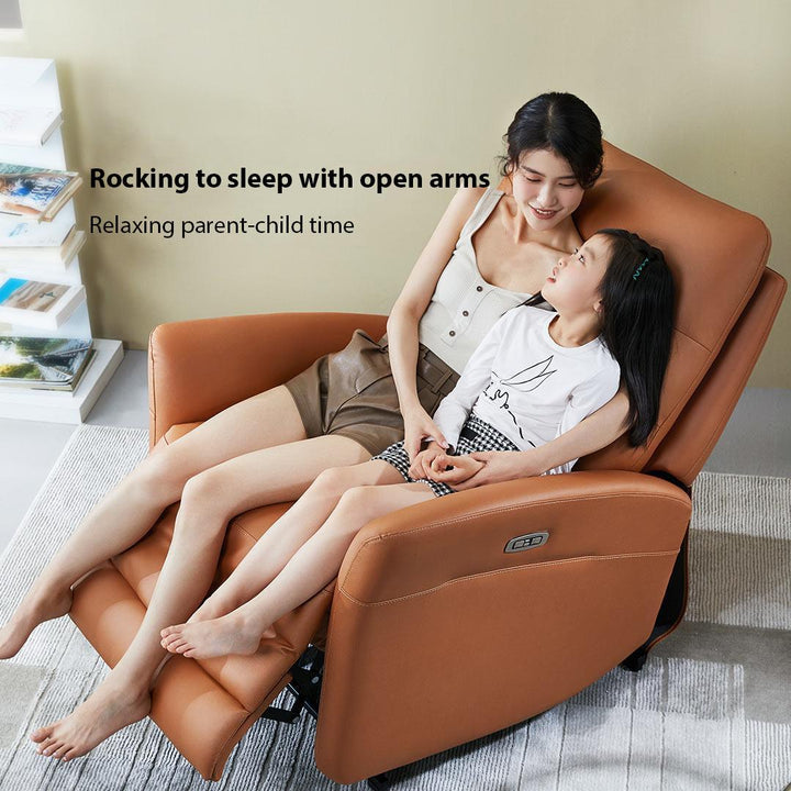 Mother and child lie down on Intelligent Electric Slow Rocking Sofa Single Small Sofa