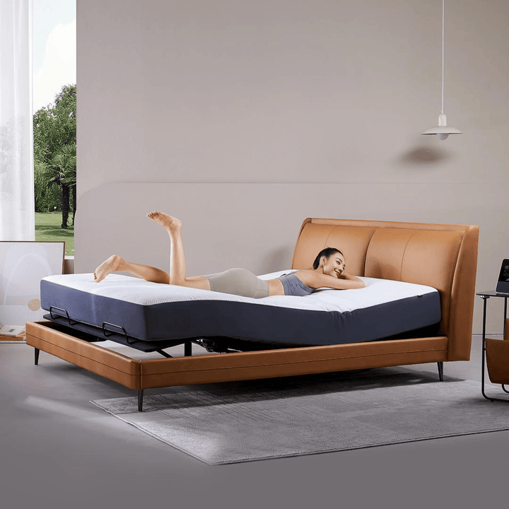 Girl lying on milan smart electric bed Pro