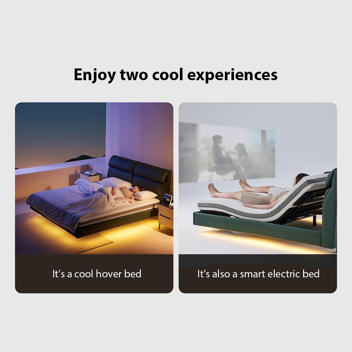 Feel smart leather suspended electric bed can be used as a suspended bed or a smart electric bed