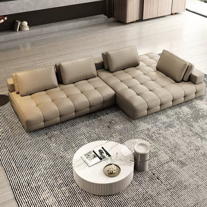 Italian Minimalist Lawrence Modular Sofa Light Luxury Leather Sofa