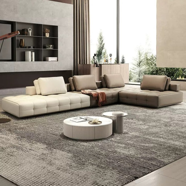 Italian Minimalist Lawrence Modular Sofa Light Luxury Leather Sofa