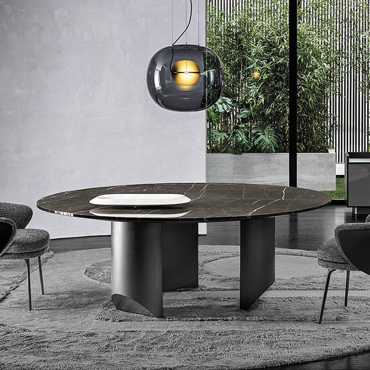 Italian Round Dining Table Modern Minimalist Light Luxury Marble Dining Table