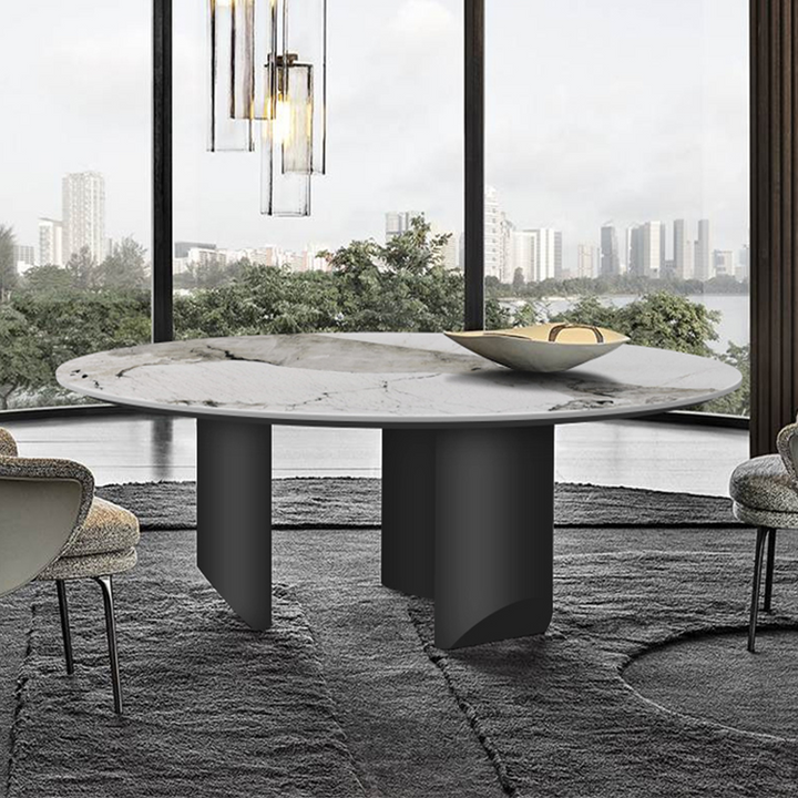 Italian Round Dining Table Modern Minimalist Light Luxury Marble Dining Table