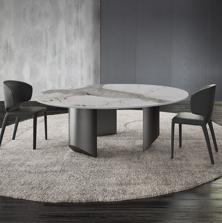 Italian Round Dining Table Modern Minimalist Light Luxury Marble Dining Table