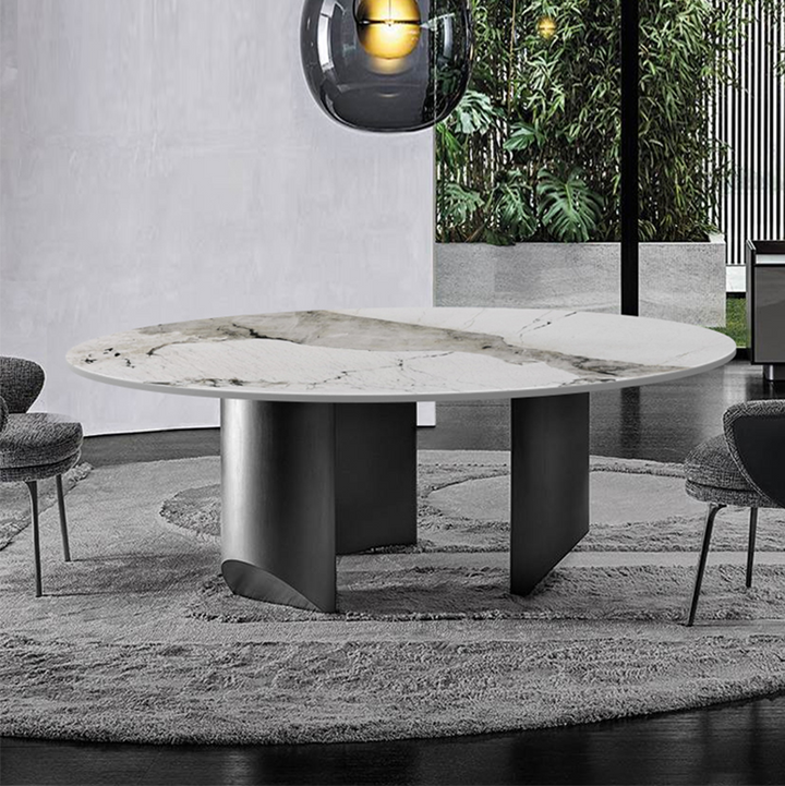 Italian Round Dining Table Modern Minimalist Light Luxury Marble Dining Table